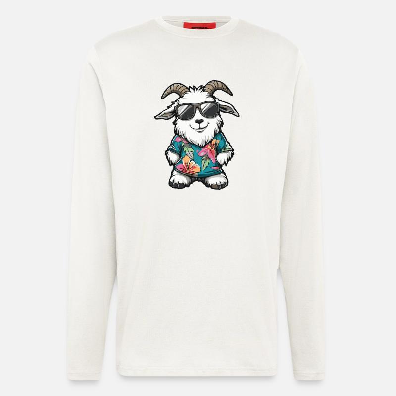 Bergziege Comic Urlaub - Langarmshirt - made by SPREAD  - OFF WHITE