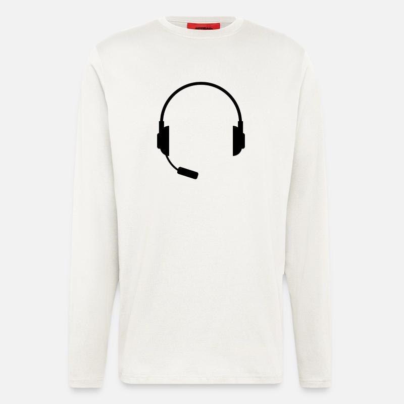 Casque avec micro - Manches longues bio décontracté fabriqué en UE - OFF WHITE