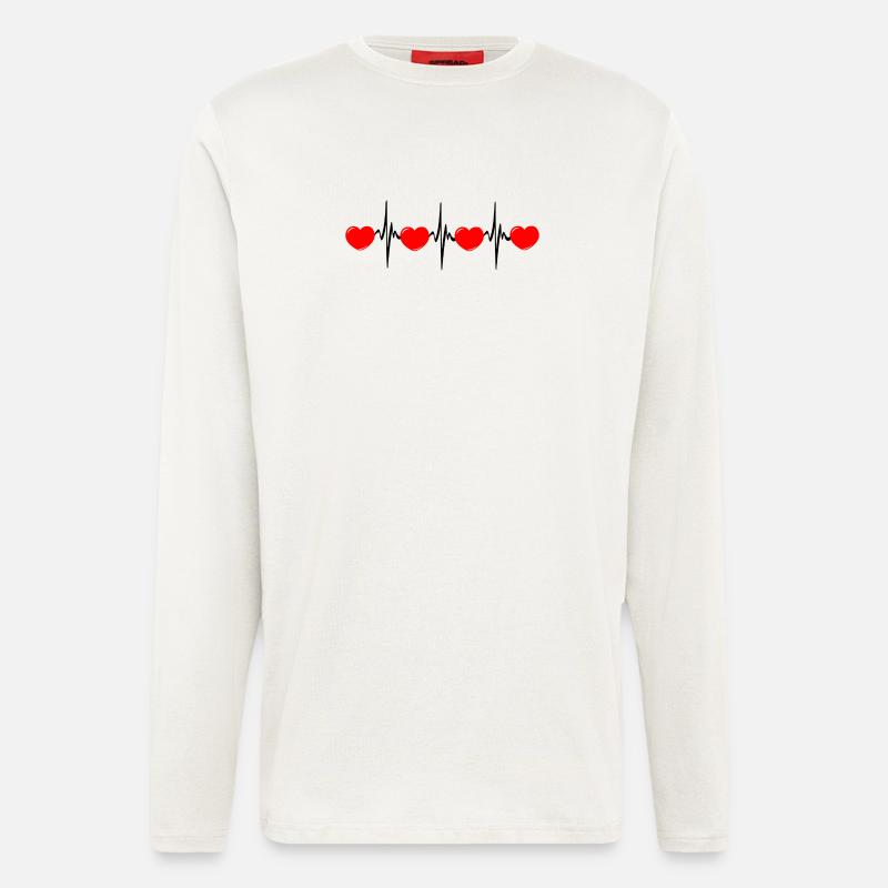 Herzfrequenz hartes rotes Cardio-EKG - Langarmshirt - made by SPREAD  - OFF WHITE