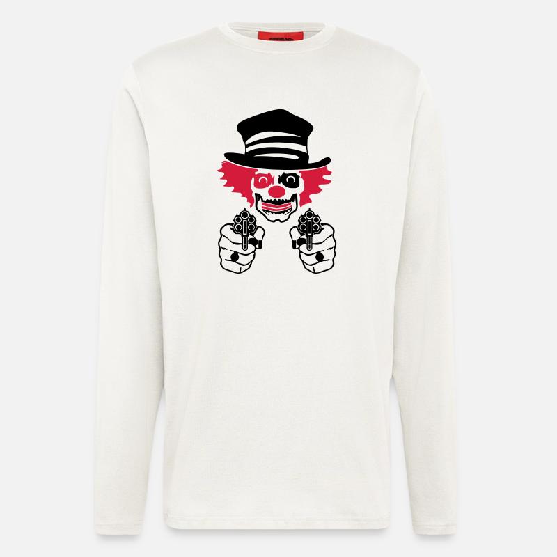 mauvais clown de cirque - Manches longues bio décontracté fabriqué en UE - OFF WHITE