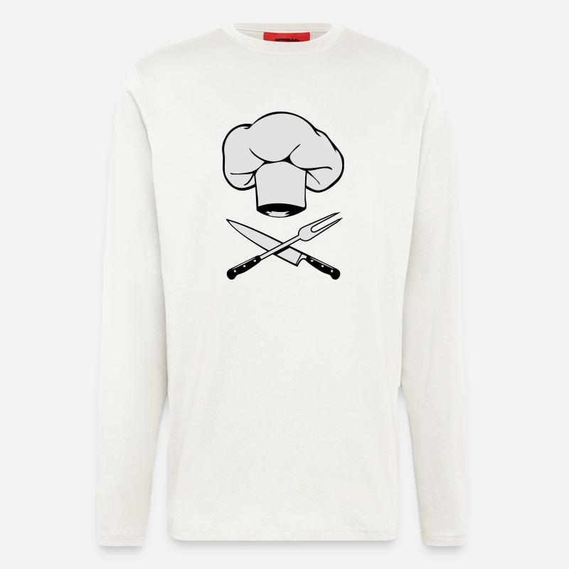 kochen kochmütze messer gabel design - Langarmshirt - made by SPREAD  - OFF WHITE