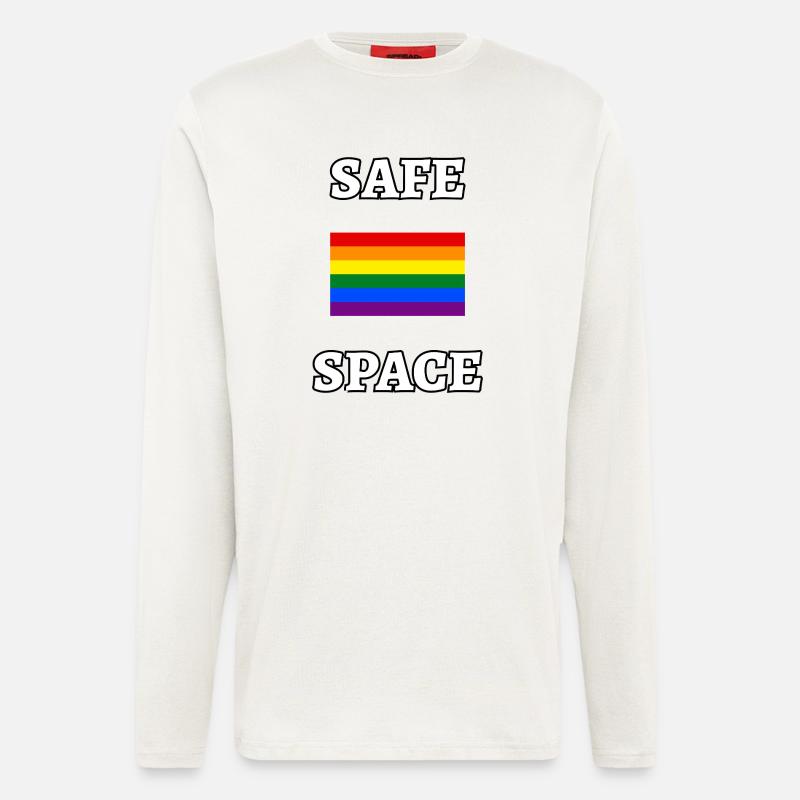 SAFE SPACE LGBT Regenbogen-Flagge - Langarmshirt - made by SPREAD - OFF WHITE