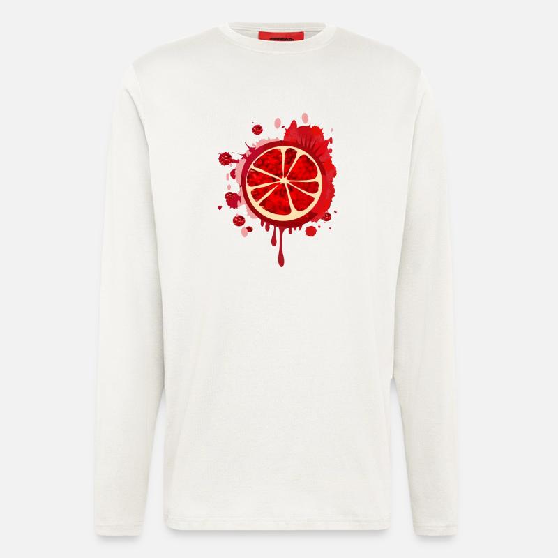 blutrotes Granatapfel Graffiti mit Kerne - Langarmshirt - made by SPREAD  - OFF WHITE