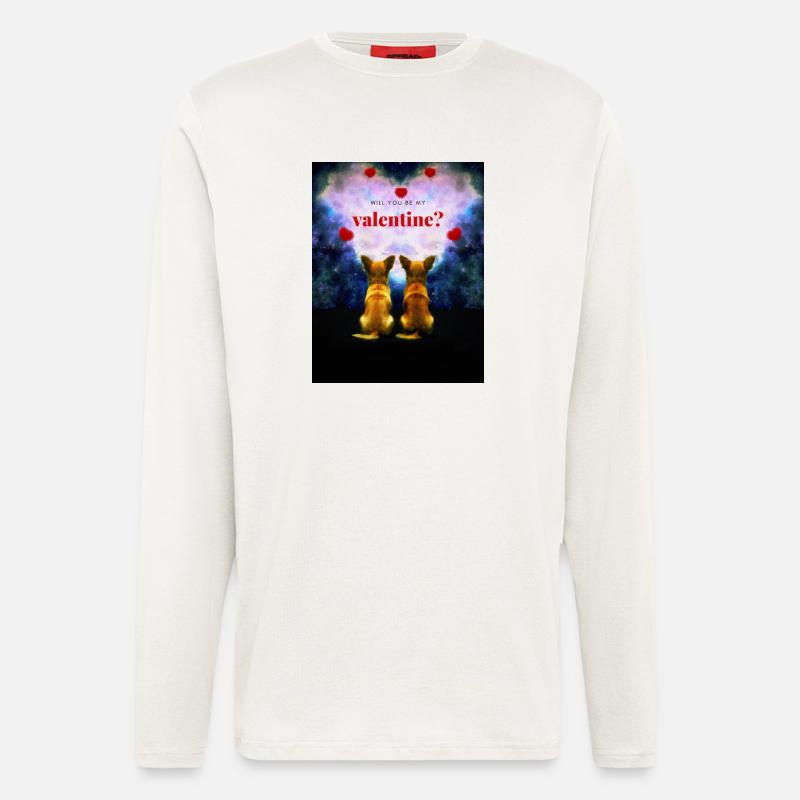 Serez-vous mon Valentin? - Manches longues bio décontracté fabriqué en UE - OFF WHITE