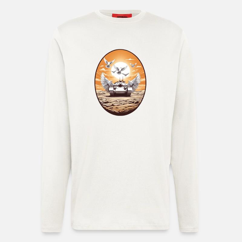 Panzer mit Friedenstauben - Langarmshirt - made by SPREAD  - OFF WHITE
