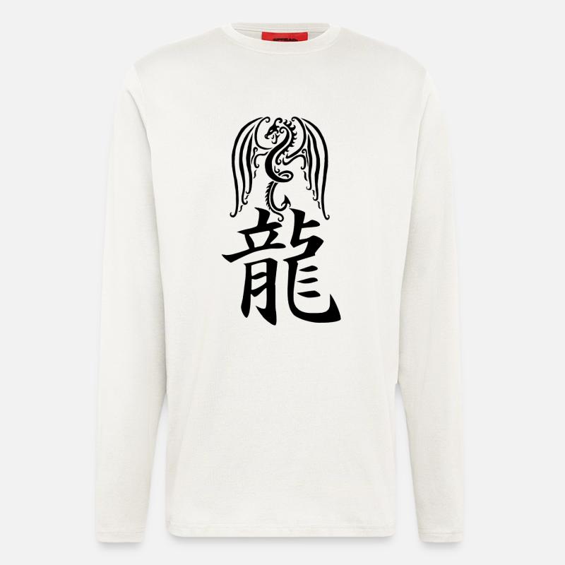 Japanischer schwarzer Drache - Langarmshirt - made by SPREAD  - OFF WHITE