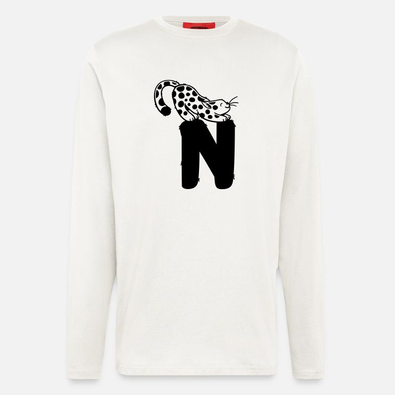 Katze Buchstabe N - Langarmshirt - made by SPREAD  - OFF WHITE