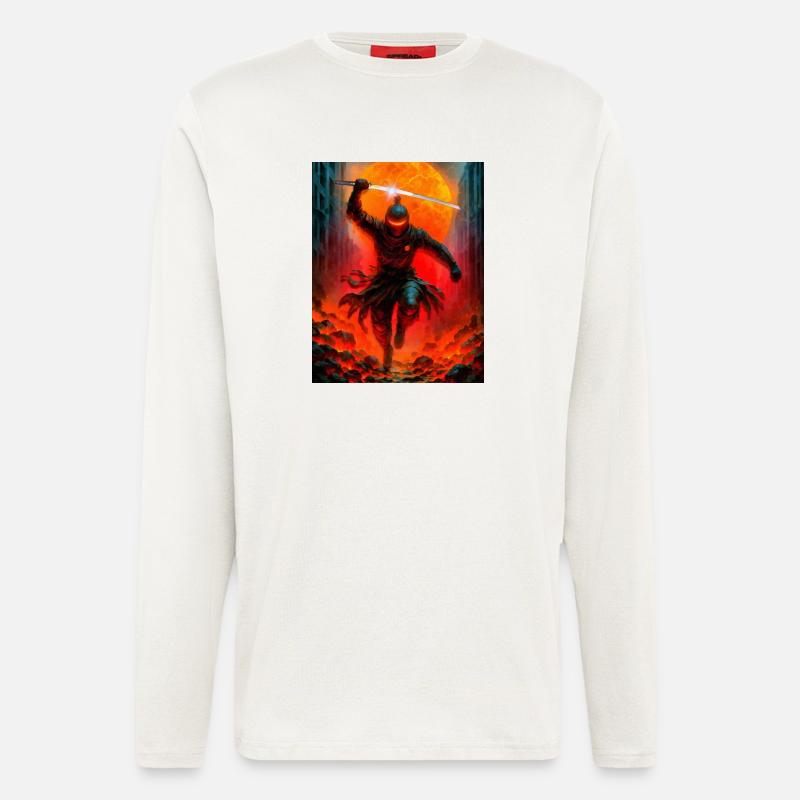 Feuriger Ninja im Kampf - Langarmshirt - made by SPREAD  - OFF WHITE