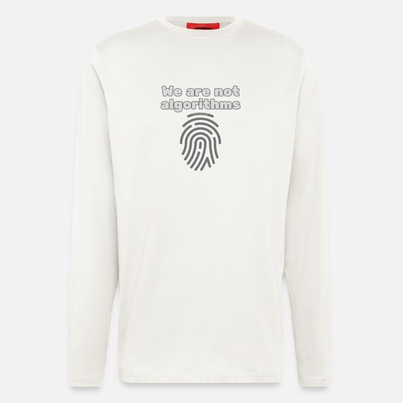 Mensch statt Algorithmus – Statement T-Shirt - Langarmshirt - made by SPREAD  - OFF WHITE