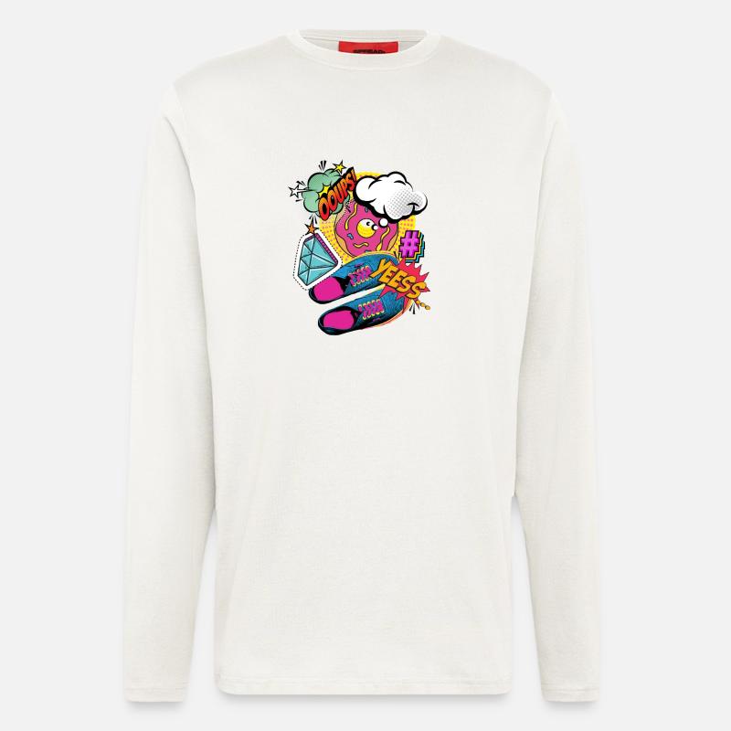 JAWOHL! - Bunte Pop-Art- und Comic-Explosion - Langarmshirt - made by SPREAD  - OFF WHITE
