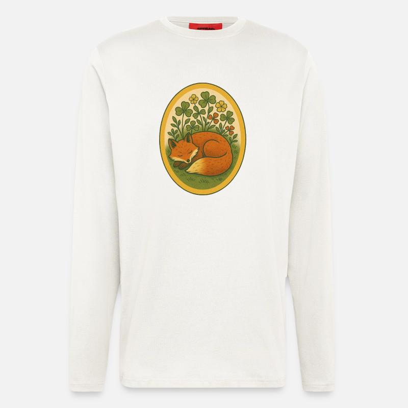 Sleeping Fox Amidst Four Leaf Clovers - Longsleeve - made by SPREAD  - OFF WHITE