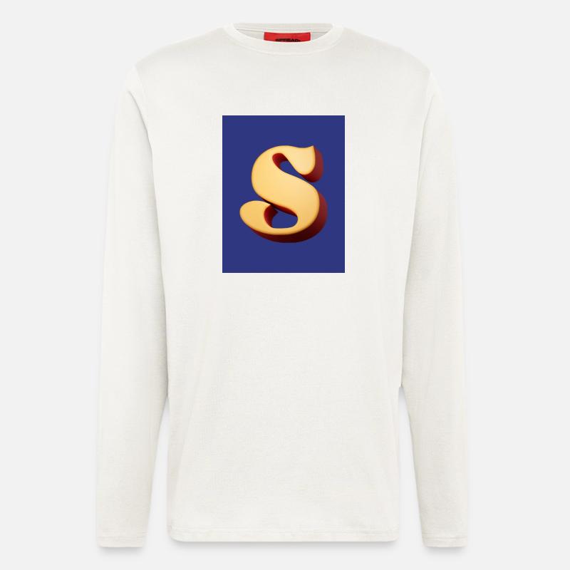 3D Hellbrauner Buchstabe S Look - Langarmshirt - made by SPREAD  - OFF WHITE