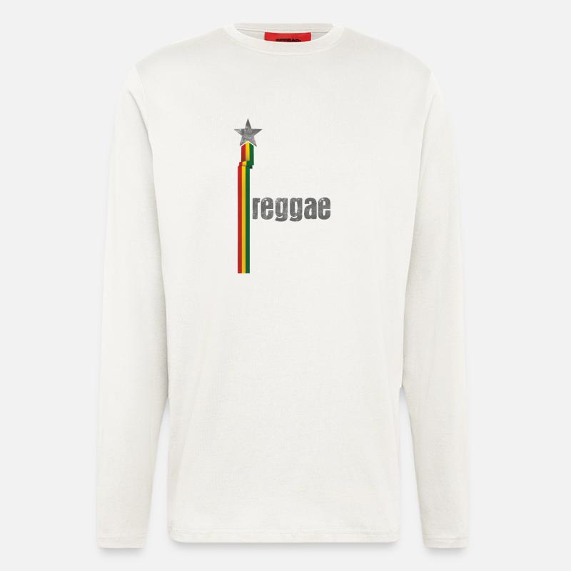 Conception de logo Reggae Star Rasta - Manches longues bio décontracté fabriqué en UE - OFF WHITE