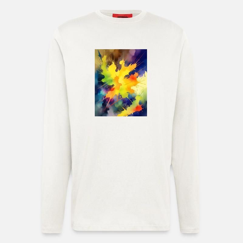 Farbexplosion Abstrakt Spritzer - Langarmshirt - made by SPREAD  - OFF WHITE