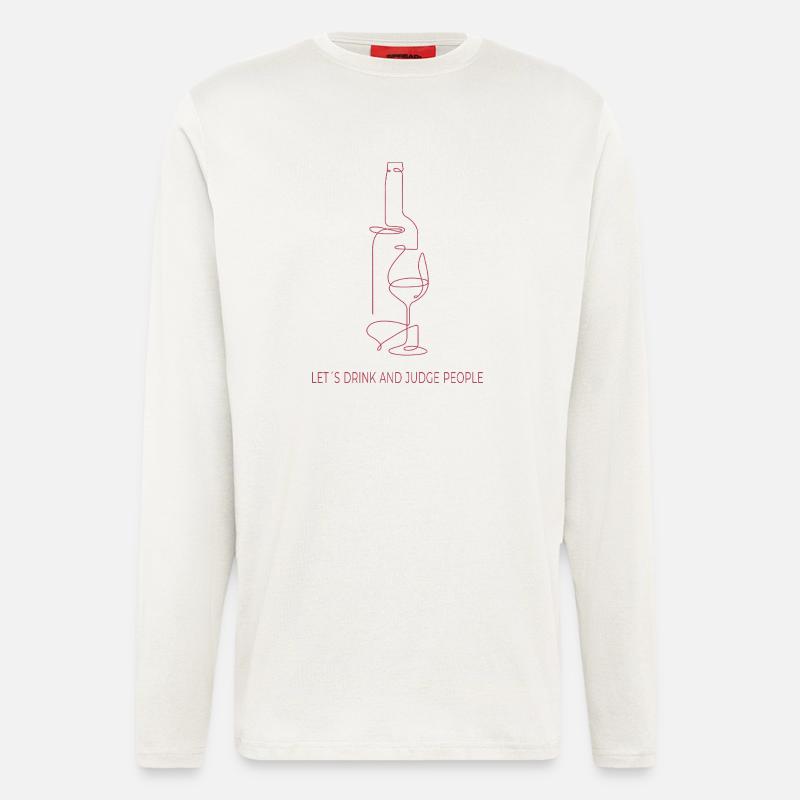Drinks & Judging – One Line Art - Langarmshirt - made by SPREAD  - OFF WHITE