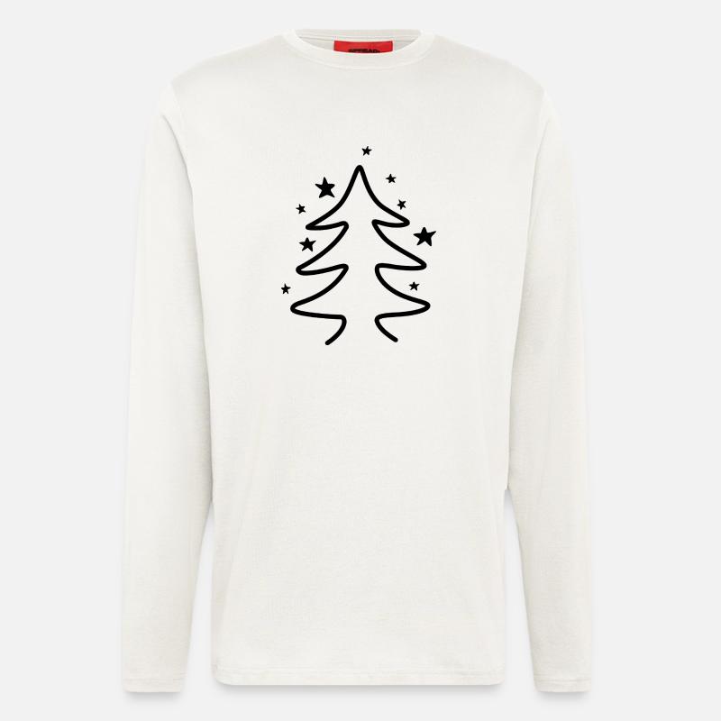 Minimalistischer Weihnachtsbaum mit Sternen - Langarmshirt - made by SPREAD  - OFF WHITE