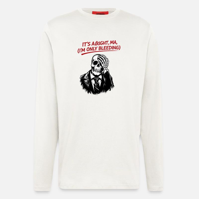Skeleton in suit with red text - Longsleeve - made by SPREAD  - OFF WHITE