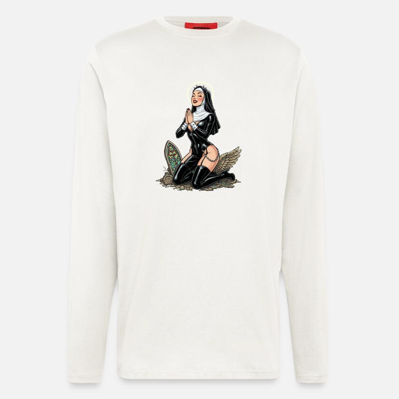 Heilige Nonne auf den Knien - Langarmshirt - made by SPREAD  - OFF WHITE