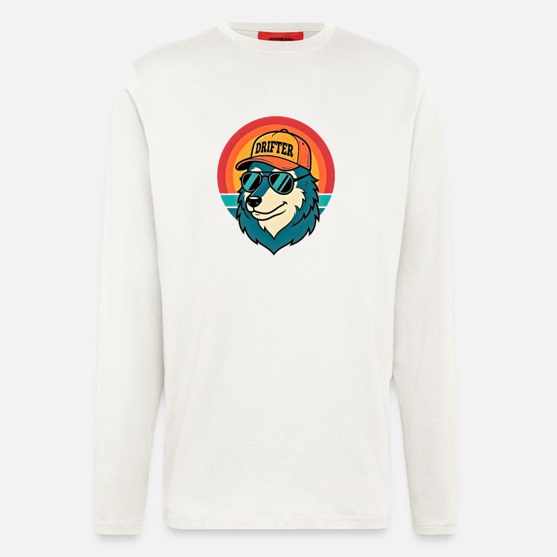 Drifter Wolf Sonnenuntergangs-Tee - Langarmshirt - made by SPREAD  - OFF WHITE