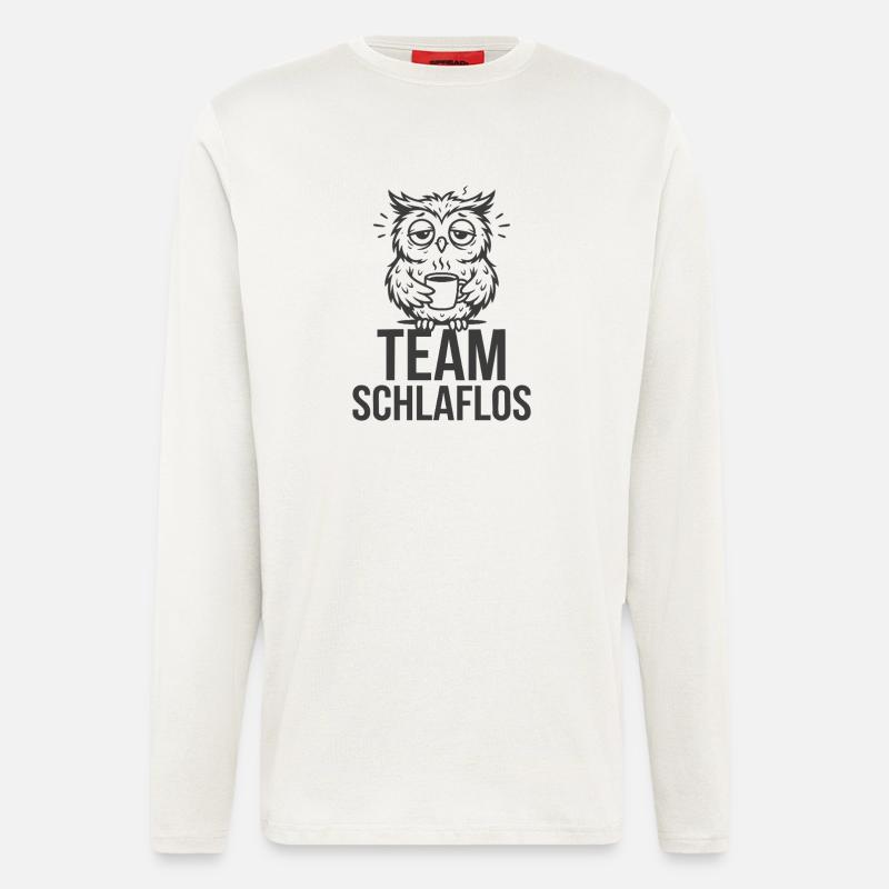 Team Schlaflos – Müde Eule - Langarmshirt - made by SPREAD  - OFF WHITE