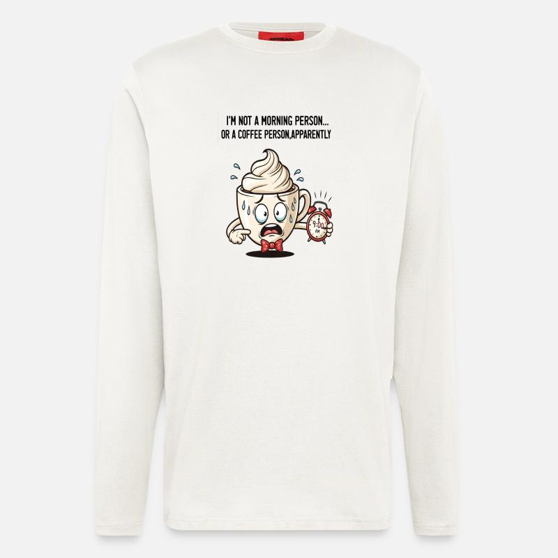 Ängstliche Morgentasse mit Wecker - Langarmshirt - made by SPREAD  - OFF WHITE