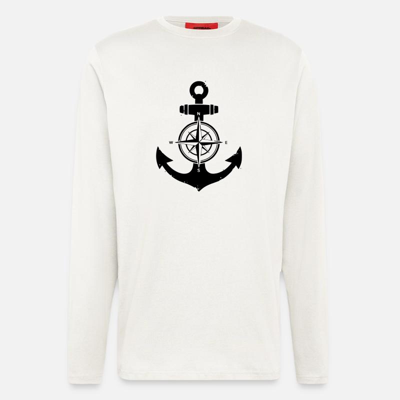 Anker Kompass Silhouette - Langarmshirt - made by SPREAD  - OFF WHITE