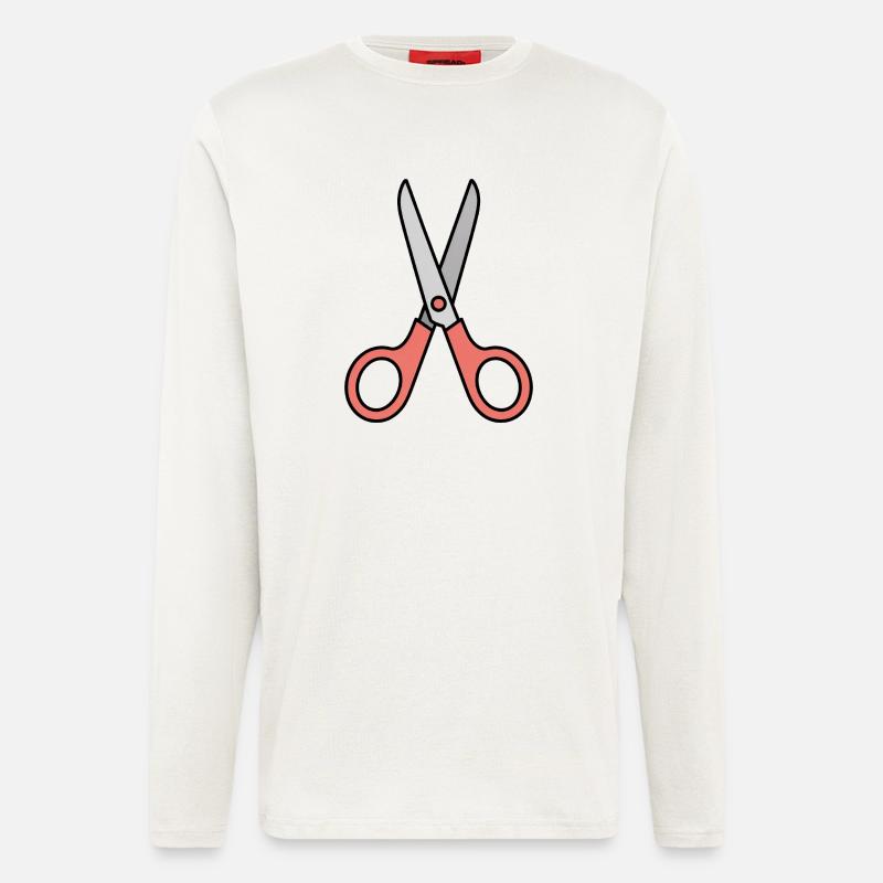 Ciseaux - Ciseaux de bande dessinée - Manches longues bio décontracté fabriqué en UE - OFF WHITE