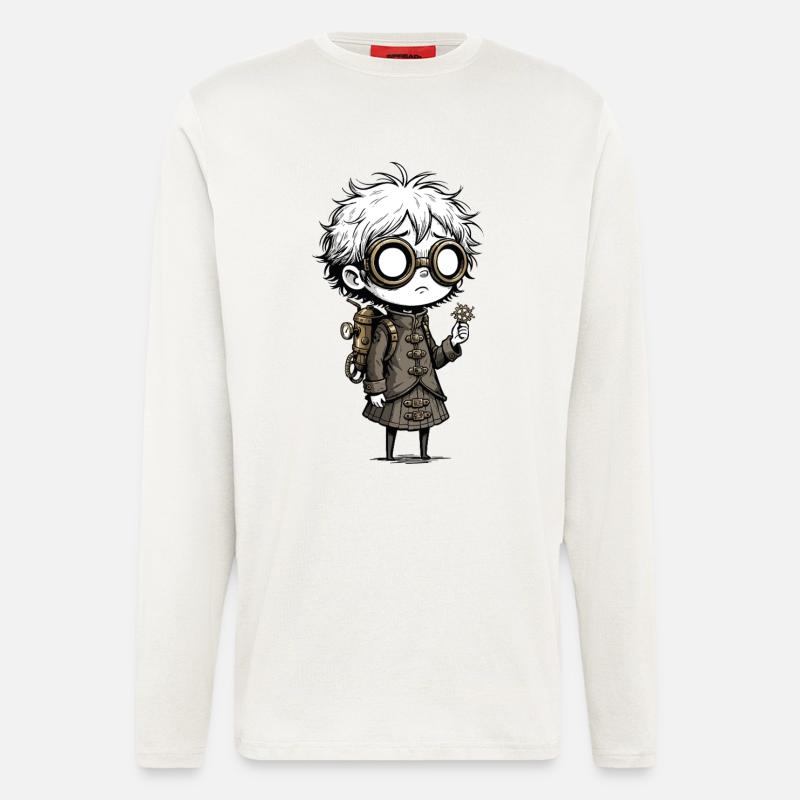 Kid Steampunk Glasses Cogs Manga - Langarmshirt - made by SPREAD  - OFF WHITE