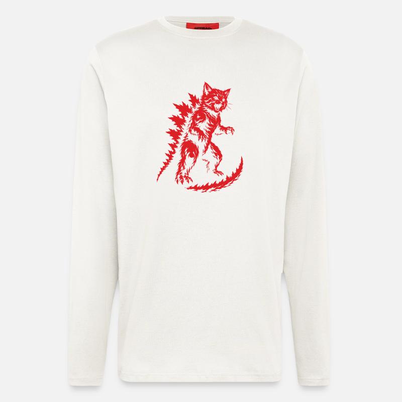 Kätzchen-Kaiju-Brüllen, Catzilla - Langarmshirt - made by SPREAD  - OFF WHITE
