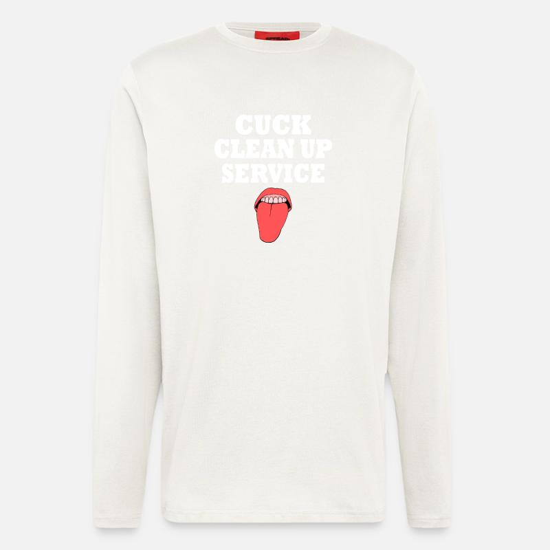 Cuckold cuck clean up service - Langarmshirt - made by SPREAD  - OFF WHITE