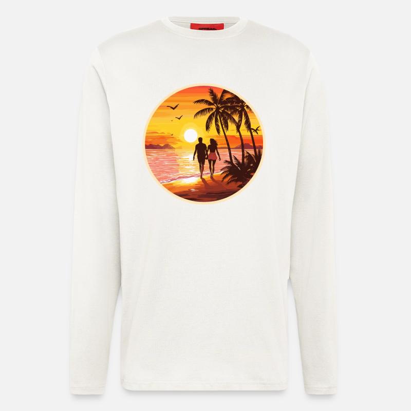 Sunset Beach Romantic Couple - Longsleeve - made by SPREAD - OFF WHITE