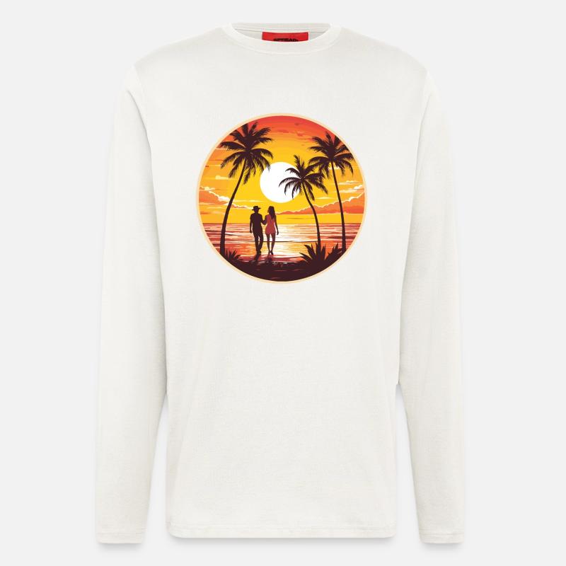 Sunset Beach Romantisches Paar - Langarmshirt - made by SPREAD  - OFF WHITE