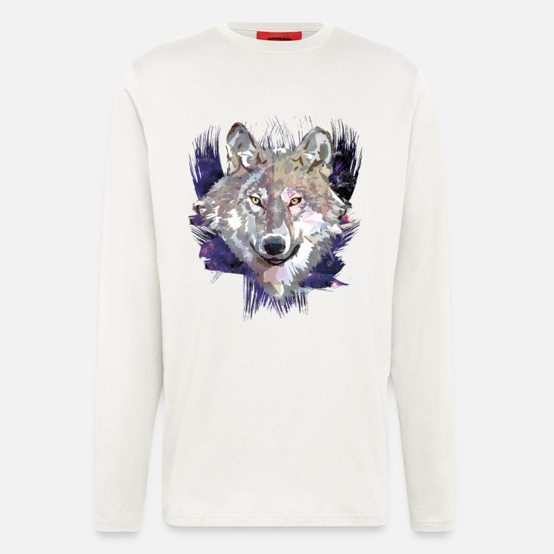 Wolf | Tier | Grauer Wolf - Langarmshirt - made by SPREAD  - OFF WHITE