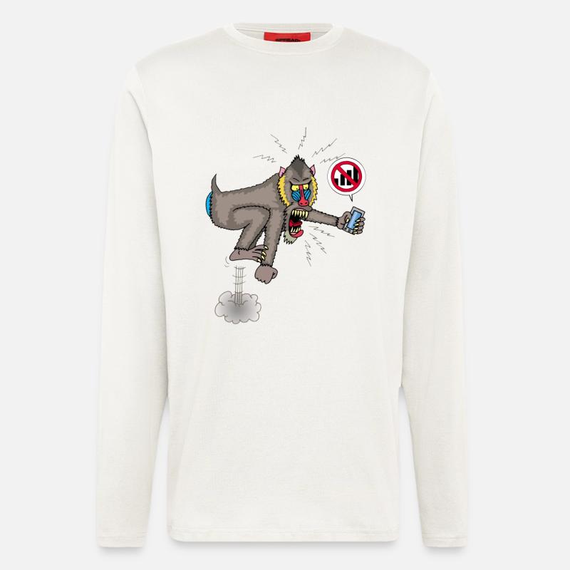 Monkey and mobile phone - Longsleeve - made by SPREAD  - OFF WHITE