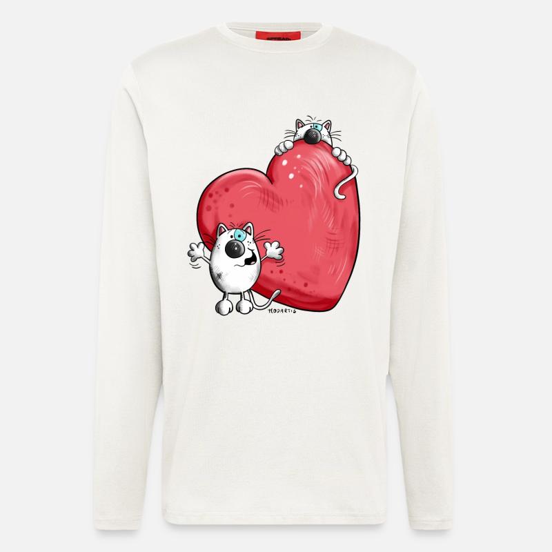 Katzen mit Herz - Langarmshirt - made by SPREAD  - OFF WHITE