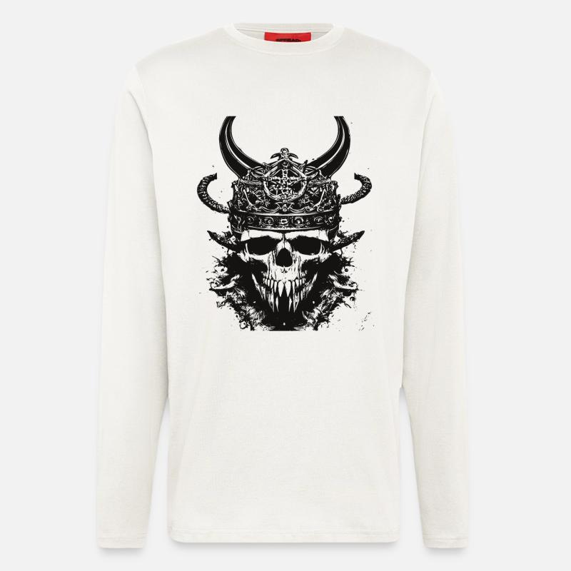 Crâne viking Valhalla Viking - Manches longues bio décontracté fabriqué en UE - OFF WHITE