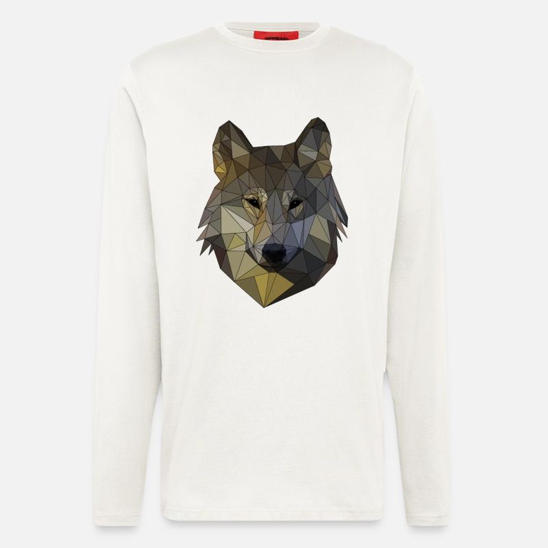 Polygon Wolf Triangular Mosaic Shapes Polyart - Longsleeve - made by SPREAD  - OFF WHITE