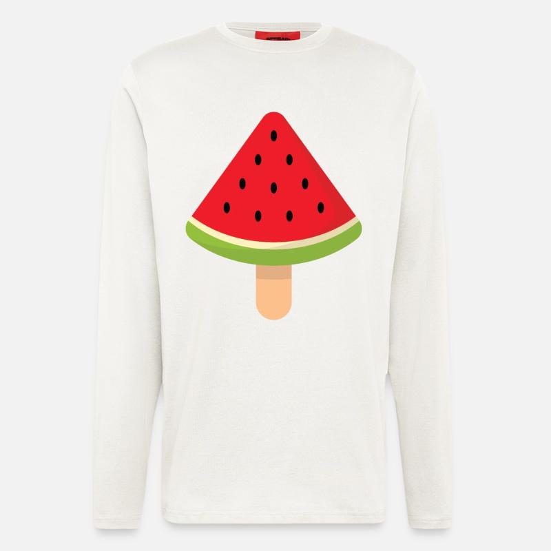 crème de pastèque - Manches longues bio décontracté fabriqué en UE - OFF WHITE