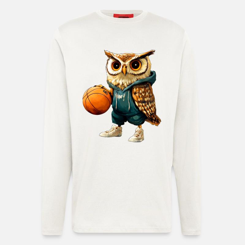 Basketball Eulen - Langarmshirt - made by SPREAD  - OFF WHITE