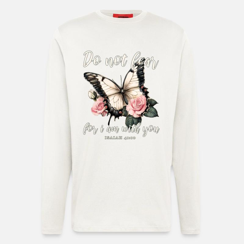 Bibelvers Schmetterling Christlich - Langarmshirt - made by SPREAD  - OFF WHITE