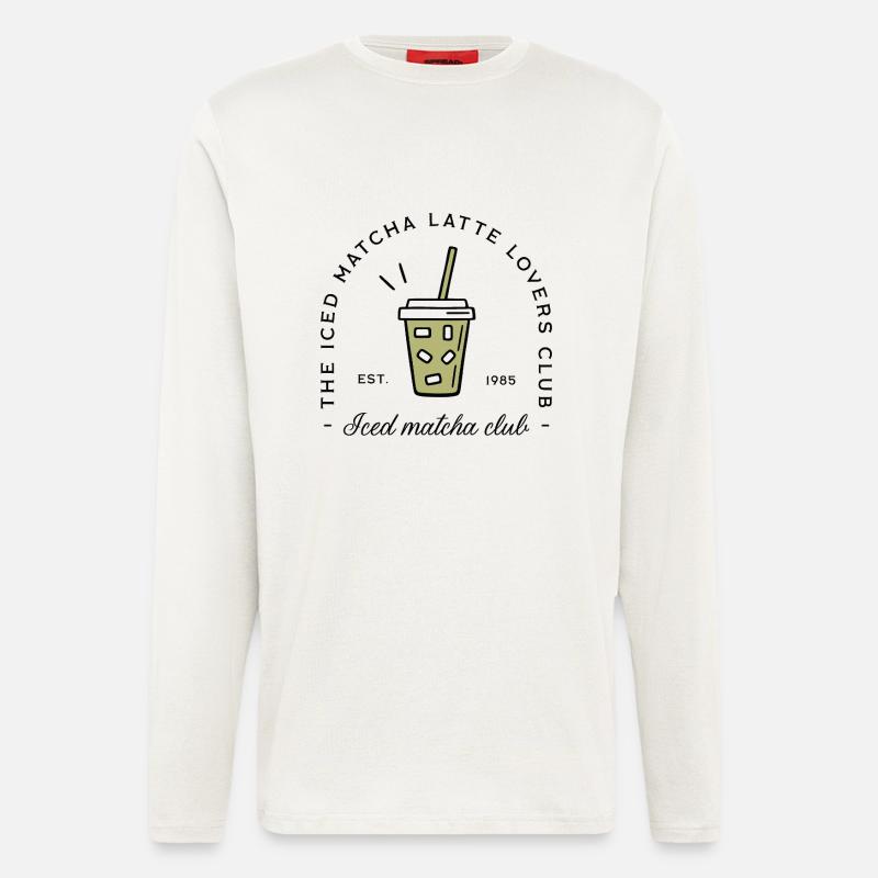 Iced matcha latte glacé - Manches longues bio décontracté fabriqué en UE - OFF WHITE