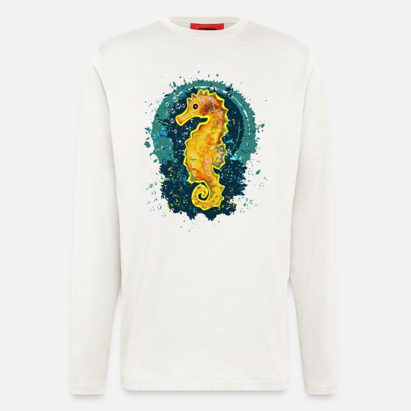 Fröhliches Seepferdchen - Langarmshirt - made by SPREAD  - OFF WHITE