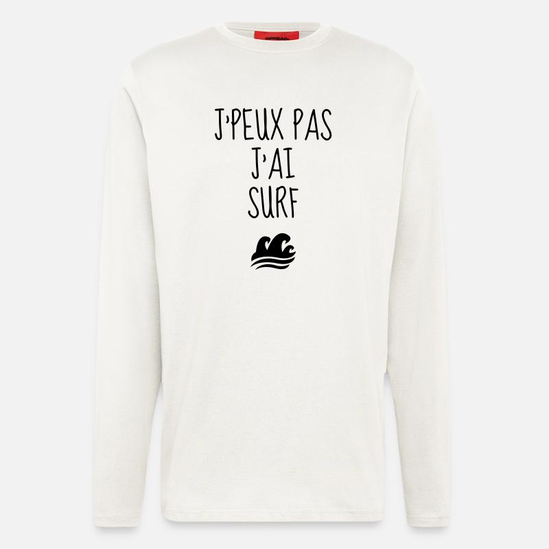 surf / surfeur / surfer / plage - Manches longues bio décontracté fabriqué en UE - OFF WHITE