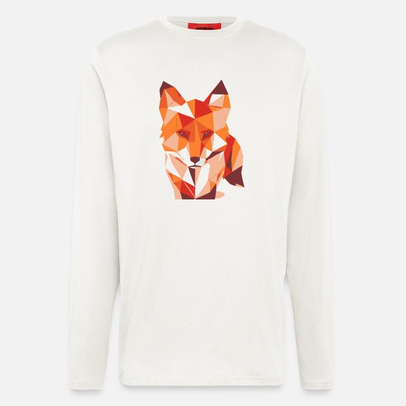 Fuchs ,Geometrisch , illustration,abstrakt,orange - Langarmshirt - made by SPREAD  - OFF WHITE