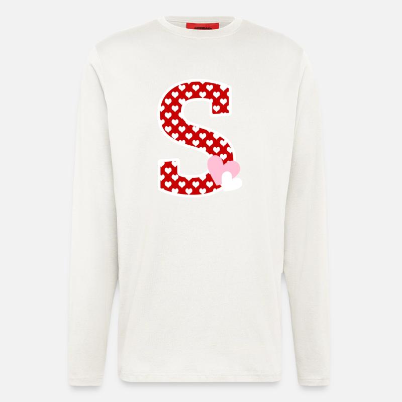 Buchstabe S Herz - Langarmshirt - made by SPREAD - OFF WHITE