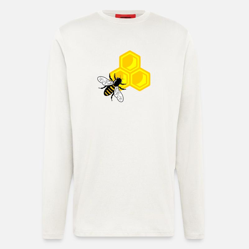 Honigbiene auf Wabe - Langarmshirt - made by SPREAD - OFF WHITE