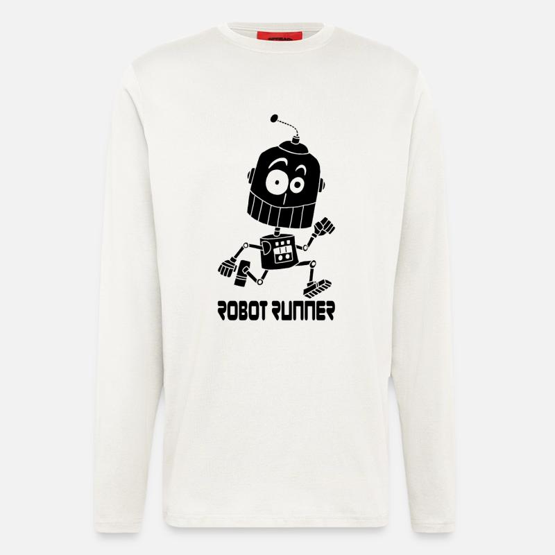 Schwarzer Roboter-Läufer - Langarmshirt - made by SPREAD  - OFF WHITE