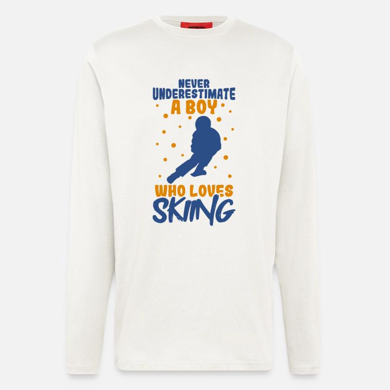 Never underestimate a ski boy - Longsleeve - made by SPREAD - OFF WHITE