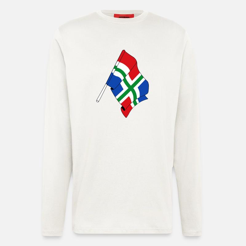 Flagge der Provinz Groningen - Langarmshirt - made by SPREAD  - OFF WHITE
