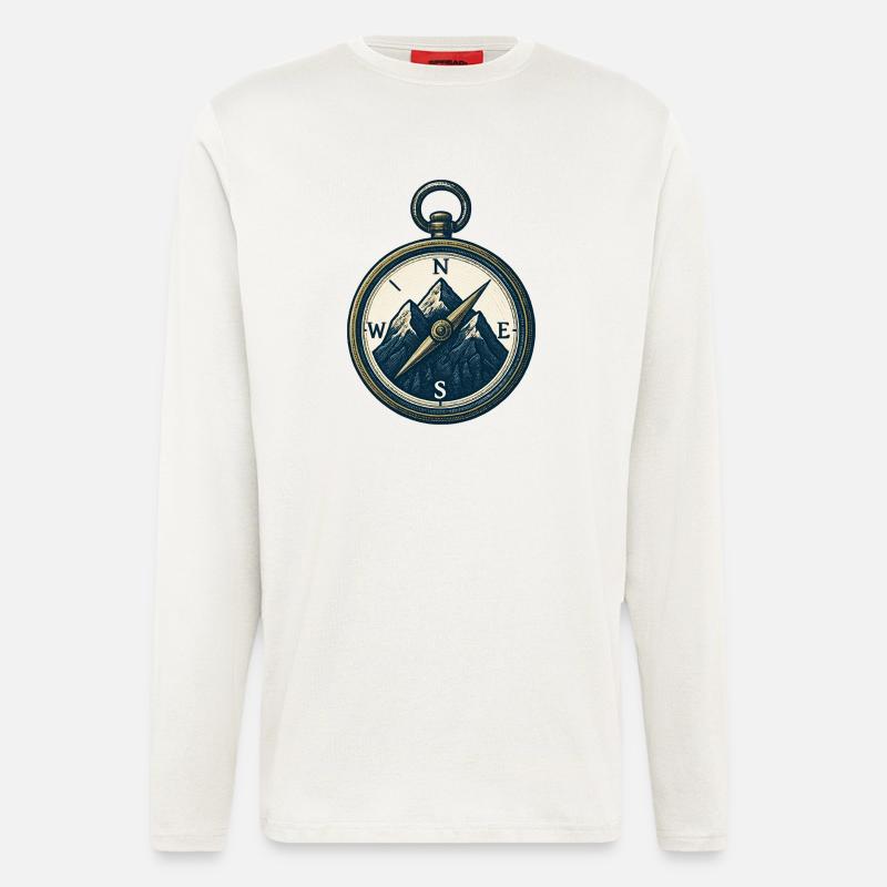 Compass Mountain Trek Azimut Wandergeschenk - Langarmshirt - made by SPREAD  - OFF WHITE